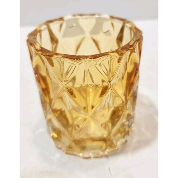 Yankee Candle Gold Fractal Glass Votive Candle Holder 3" Tall New - Picture 2 of 6